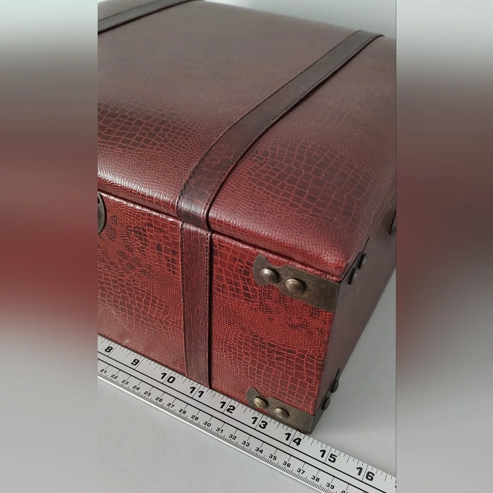 Vintage Decorative Storage Padded Vinyl  Storage Heavy Box Excellent Condition